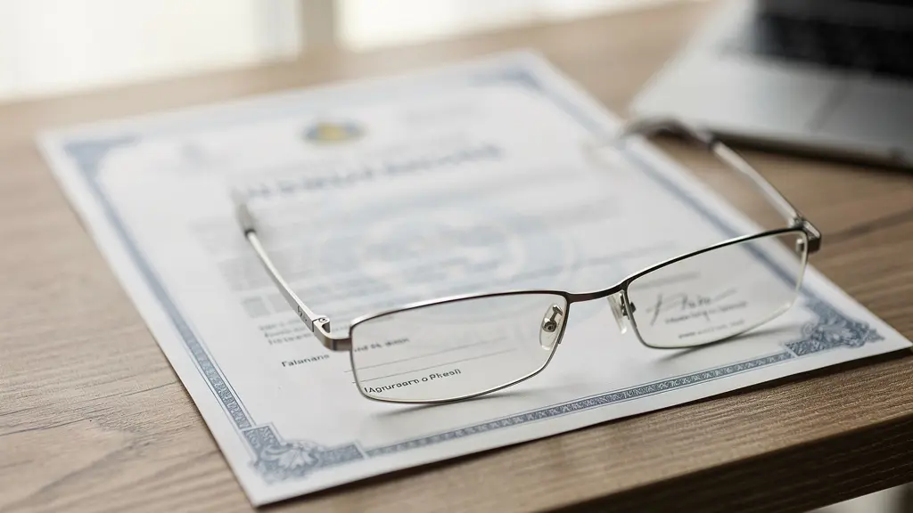 Attestation d'assurance décennale posée sur un bureau avec lunettes